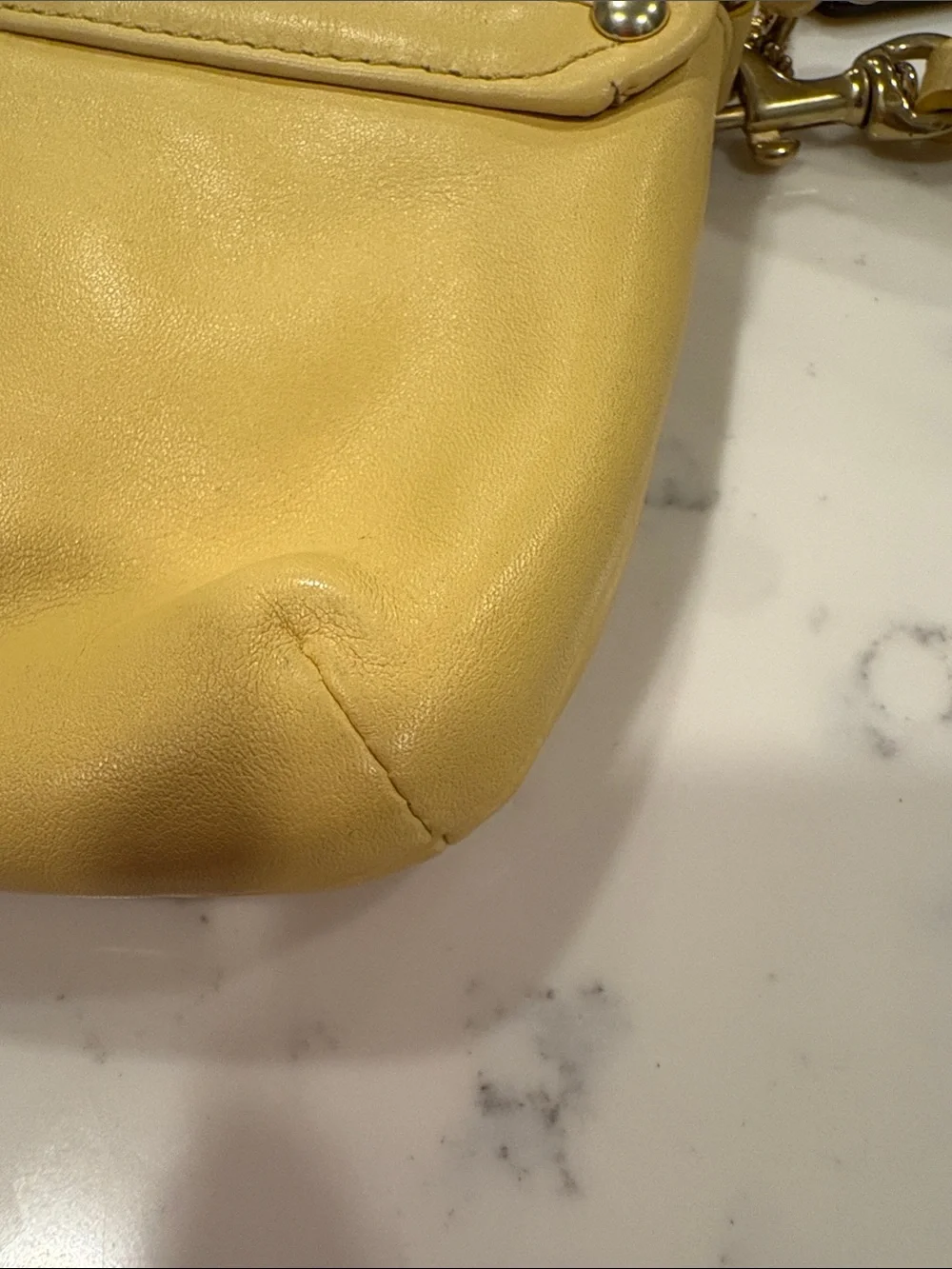 Coach Yellow Leather Wristlet Clutch with Gold Hardware